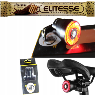 Rockbros Q3 zadné svetlo na bicykel čierna USB lampa + SKAWA WAFLE ELITESSE DE LUX 20G
